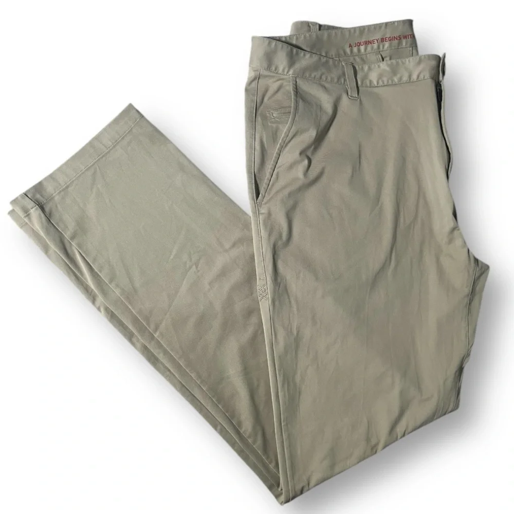 RHONE Mens Slim Fit Flat Front Commuter Stretch Pants Tan Beige Khaki 38